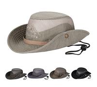 Obling Sombrero de Sol de algodón, protección UV, Sombrero de Verano de Playa, de Safari, de Pesca Plegable con Malla Transpirable y Correa Ajustable (Caqui)