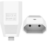 Oblinple 2 Piezas Acoplamiento Europeo Plano, Goma Clavija Enchufe Hembra 250V IP20 con Protección de Nudo, Enchufes Schuko Contacto Protector con Alivio de Tensión, Blanco