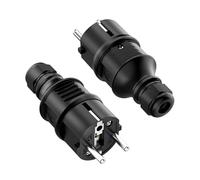 Oblinple 2 Piezas Enchufe de Schuko 250V 16A, Contacto Protector con Protección de Torsión, Clavija Enchufe Macho de Alimentación con Liberación de Tensión para Cables Interiores y Exteriores, Negro