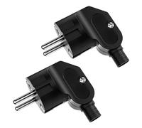Oblinple 2 Piezas Enchufe Schuko 250 V 16A, Enchufe de Alimentación con Manga de Protección de Par, Clavija Macho Europeo para Cable de 8 a 10 mm IP20, Contacto a Tierra Negro