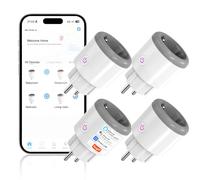 Oblinple Enchufe Inteligente WiFi 16A con Monitor de Energía Control Remoto por Tuya&Smart Life APP/Voz Enchufes Inteligentes Bluetooth Compatible con Alexa y Google Home 2,4 GHz (4, blanco roto)