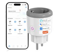 Oblinple Enchufe Inteligente WiFi 16A con Monitor de Energía Control Remoto por Tuya&Smart Life APP/Voz Enchufes Inteligentes Bluetooth Compatible con Alexa y Google Home 2,4 GHz (1, blanco roto)