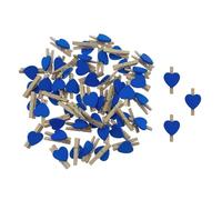 Oblique Unique® Mini pinzas de madera con forma de corazón, 50 unidades, con forma de corazón, pinzas decorativas para regalo, tarjetas de nombre, boda, UVM, azul, rosa (azul oscuro)