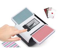 OBLITZON Barajador de Cartas Automático, Mezclador Eléctrico para 1-2 Barajas Modo Automático y Manual Recargable 2000mAh Bajo Nivel de Ruido para Póquer UNO Blackjack Skip-Bo Phase 10 Texas Hold'em