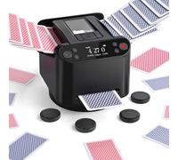 OBLITZON Barajador y Repartidor Automático de Cartas - Giro 360° para 1-2 Barajas, 2-12 Jugadores con 4 Mandos a Distancia | Modos de Juego Integrados, Recargable y Silencioso para Poker, UNO (Negro)
