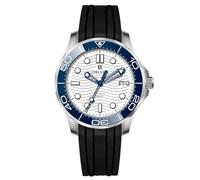 OBLVIO - Reloj de buceo automático, correa de silicona negra, esfera con patrón de onda, visualización de fecha, OM-YLWBR, Lujo