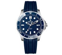 OBLVIO - Reloj de buceo automático, correa de silicona negra, esfera con patrón de onda, visualización de fecha, OM-YLLLR, Lujo