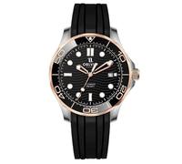 OBLVIO - Reloj de buceo automático, correa de silicona negra, esfera con patrón de onda, visualización de fecha, OM-TPBBR, Lujo