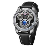 OBLVLO Innovative Eagle Eyes - Reloj mecánico analógico con esfera luminosa y correa transparente automática para hombre JM-Eagle, JM-EAGLE-YBLB, Moda