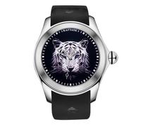 OBLVLO Kafyase - Reloj deportivo de lujo para hombre, esfera de tierra, PVD, resistente al agua, automático, esfera de tigre, reloj mecánico de goma, KF-PR-02, Moderno