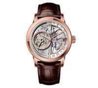 OBLVLO - Reloj de pulsera de piel de becerro con diseño retro y esqueleto automático para hombre, reloj de pulsera de piel sintética resistente al agua, reloj de pulsera de piel VMQ-ND, VM-Q-PWWL,