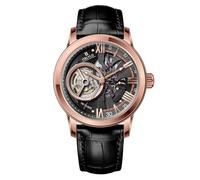 OBLVLO - Reloj de pulsera de piel de becerro con diseño retro y esqueleto automático para hombre, reloj de pulsera de piel sintética resistente al agua, reloj de pulsera de piel VMQ-ND, VM-Q-PBBL,