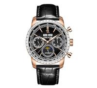 OBLVLO Reloj mecánico automático multifuncional de oro rosa para hombre, reloj de pulsera de lujo con correa de cuero superluminosa, clásico GC-MUT, GC-MUT-D-PBBL, Moderno