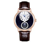 OBLVLO Reloj retro de oro rosa Miyota para hombre, diseño de cielo estrellado, correa de cuero, reloj clásico SCM-S, Scm-stars-pswl, Tendência