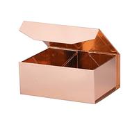 OBMMIRAO 1 caja de regalo de oro rosa de 9.5 x 7 x 4 pulgadas, caja de regalo resistente con tapa para embalaje de regalo, cajas de almacenamiento plegables con cierre magnético, caja de propuesta de