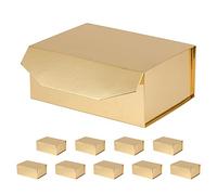 OBMMIRAO 10 cajas de regalo pequeñas doradas de 9.5 x 7 x 4 pulgadas, caja de regalo magnética con tapa para embalaje de regalo, cajas de regalo al por mayor para regalos, cajas de propuesta de dama