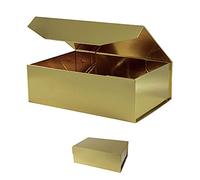 OBMMIRAO 2 cajas de regalo grandes duras doradas de 13 x 9 x 4 pulgadas con tapa, cajas de regalo magnéticas plegables, caja de propuesta de dama de honor, cajas de regalo reutilizables para ropa