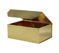OBMMIRAO - Caja de regalo dorada (1 unidad, 9,5 x 7 x 4 pulgadas), resistente, con tapa, plegable, con cierre magn tico, rectangular, para propue
