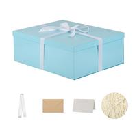 OBMMIRAO Caja de regalo extra con tapa de 17 x 13 x 6 pulgadas, cajas de regalo azules para regalos de cumpleaños, día de San Valentín, Navidad, aniversarios (incluye relleno de papel triturado, cinta