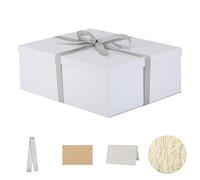 OBMMIRAO Caja de regalo extra con tapa de 17 x 13 x 6 pulgadas, cajas de regalo blancas para regalos de cumpleaños, día de San Valentín, Navidad, aniversarios (incluye relleno de papel triturado,