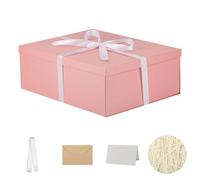 OBMMIRAO Caja de regalo extra con tapa de 17 x 13 x 6 pulgadas, cajas de regalo rosas para regalos de cumpleaños, día de San Valentín, Navidad, aniversarios (incluye relleno de papel triturado, cinta