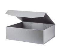 OBMMIRAO - Caja de regalo extragrande gris plateada con tapa (16,5 x 13 x 5 pulgadas), magn tica, reutilizable, plegable, para guardar vestidos d