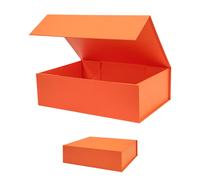 OBMMIRAO - Caja de regalo grande r gida naranja de 13 x 9 x 4 pulgadas con tapa, plegable, magn tica, para padrinos de boda, propuesta de dama de