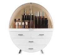 OBMMIRAO - Elegante organizador de maquillaje a prueba de polvo, impermeable, grande, con cajones, para el cuidado de la piel, para encimera, ba