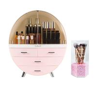 OBMMIRAO - Elegante organizador de maquillaje a prueba de polvo, impermeable, grande, con cajones, para el cuidado de la piel, para encimera, ba