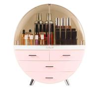 OBMMIRAO - Elegante organizador de maquillaje a prueba de polvo, impermeable, grande, con cajones, para el cuidado de la piel, para encimera, ba