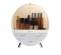 OBMMIRAO - Elegante organizador de maquillaje a prueba de polvo, impermeable, mediano, con cajones, para el cuidado de la piel, para encimera, ba