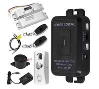 OBO HANDS Kit de control de acceso inalámbrico+cerradura eléctric botón de salida de metal + 2 transmisores de 433 MHz