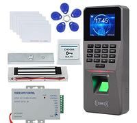 OBO HANDS Lector Biométrico de Huellas Dactilares USB/TCP/IP/RS485 de 2.4pulgadas + NC Strike Lock + DC12V Power + 10pcs 125KHz Cards/Fobs Time Attendance Kit (Kit 2)