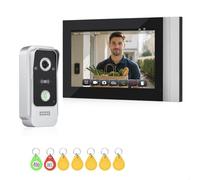 OBO Hands Videoportero WiFi 2 Hilos, 1080P, Monitor Táctil 7'', RFID y Tuya | Visión Nocturna por Infrarrojos,Cámara 120°, WiFi 2.4G, Doble Puerta, Cerradura Eléctrica/Electroimán, TF Hasta 128GB, IP65