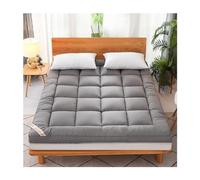 OBONG Sobrecolchon Topper Pluma Y Plumón Individual Doble Futón Colchón De Pluma Plegable Transpirable Suave Cubre Colchon con Gomas En Esquinas (Color : Gray, Size : Small Double-120 * 200cm)