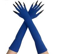 Obotsnoi 2 manoplas largas de diablo aterrador, guantes de mano de cadáver, guantes de mano para varios disfraces, equipo unisex de Halloween, Azul real a, Talla única