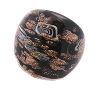 Obotsnoi Anillos artísticos de cristal de Murano con incrustaciones únicas de arena dorada hechos a mano, accesorios étnicos para mujeres elegantes, tono blanco, talla única, como se describe, como se