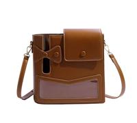 Obotsnoi Bolsa cruzada de moda con soporte para botella de agua, cómoda correa de hombro para rutinas activas, bolsas de piel sintética para botellas de agua, Brown