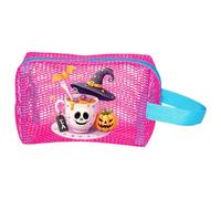 Obotsnoi Bolsas de malla de Halloween para niños, reutilizables, transpirables, para colección de caramelos, recuerdos de fiesta, accesorios portátiles para fiestas de Halloween, rosa roja, No carry