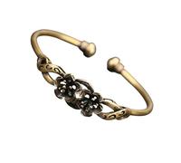 Obotsnoi Brazalete de latón con tallado intrincado, accesorios de joyería de moda para uso diario y fiestas, pulsera de latón tradicional, One Size, como se describe