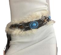 Obotsnoi Cinturón de cuerda tejida a la moda, ganchillo, correa de viaje para cintura, accesorios étnicos, turquesas para mujer, cuerda de uso diario, café, Talla única