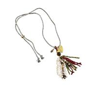 Obotsnoi Collar de cuentas y borlas acrílicas coloridas, accesorio para el cuello, joyería con longitud ajustable, decoración étnica elegante, cadena para el cuello, decoración de moda, joyería con