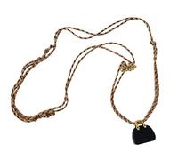 Obotsnoi Collar ligero con accesorio de piedra de ojo de animal auténtico, ligero, ajuste cómodo, inspirado en la cuerda, collar de cuerda tejida natural, colgante de piedra de ojo de animal