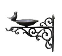 Obotsnoi Cuenco de hierro fundido antiguo para pájaros, comedero montado en la pared para jardín, patios y decoración de patio, solución de alimentación, alimentador simple para montaje en pared