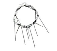Obotsnoi Dark Girlie - Collar de cuentas en espiral cónico con elegantes borlas para mujeres a la moda, collar elegante para mujer