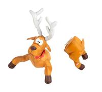 Obotsnoi Decoración de ventana de Navidad animada con renos estrellados de Papá Noel/reno, decoración de fiesta, regalo de Navidad