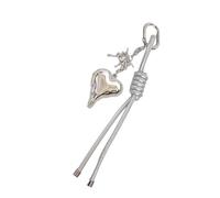 Obotsnoi Delicado patrón de corazón trenzado organizador de metal con llavero con diseño compacto para pertenencias, colgante tejido, plata, Talla única