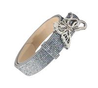 Obotsnoi Elegante correa de cintura ajustable con hebilla de mariposa en forma de serpiente para adolescentes, mujeres, cintura formal e informal para mujeres, blanco, 112cm