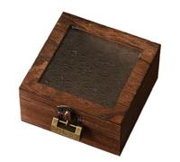 Obotsnoi Elegante organizador de joyas con patrón de begonia con tapa de cristal y marco de madera, caja de almacenamiento para decoración de mesa de tocador, espaciosa caja de exhibición de joyas
