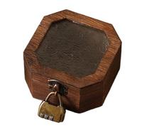 Obotsnoi Elegante organizador de joyas con patrón de begonia con tapa de cristal y marco de madera, caja de almacenamiento para decoración de mesa de tocador, espaciosa caja de exhibición de joyas